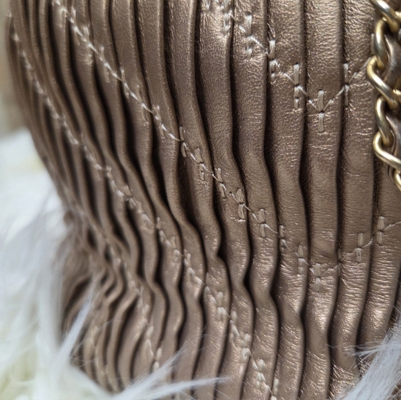 Chanel Coco Pleats Drawstring Chain Lambskin Leather Bucket Bag Purse - Picture 6 of 16